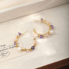 Fashion Natural Stone Freshwater Pearl S925 Silver Hoop Earrings for Girls Sweet Jewelry for Women Ladies Wholesale Low MOQ