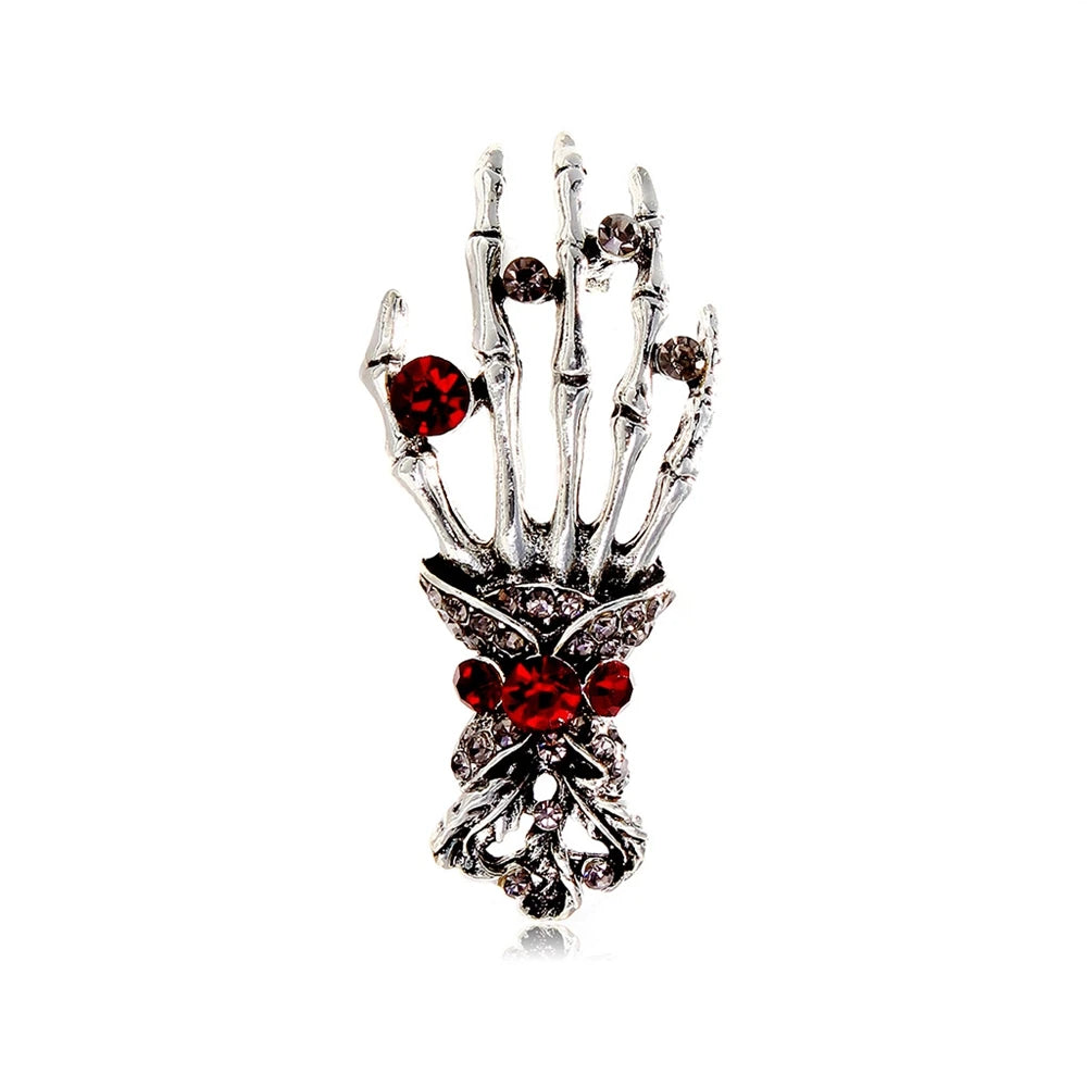 Fashion Halloween Gothic Horrific Skeleton Hand Brooches for Girls Carnival Pins Jewelry for Women Ladies Accessories Wholesale