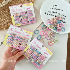 Simple Solid Color Minimalistic Fashion Scrunchies High Elastic Hair Ties for Kids Children Hair Accessories in Stock Kawaii
