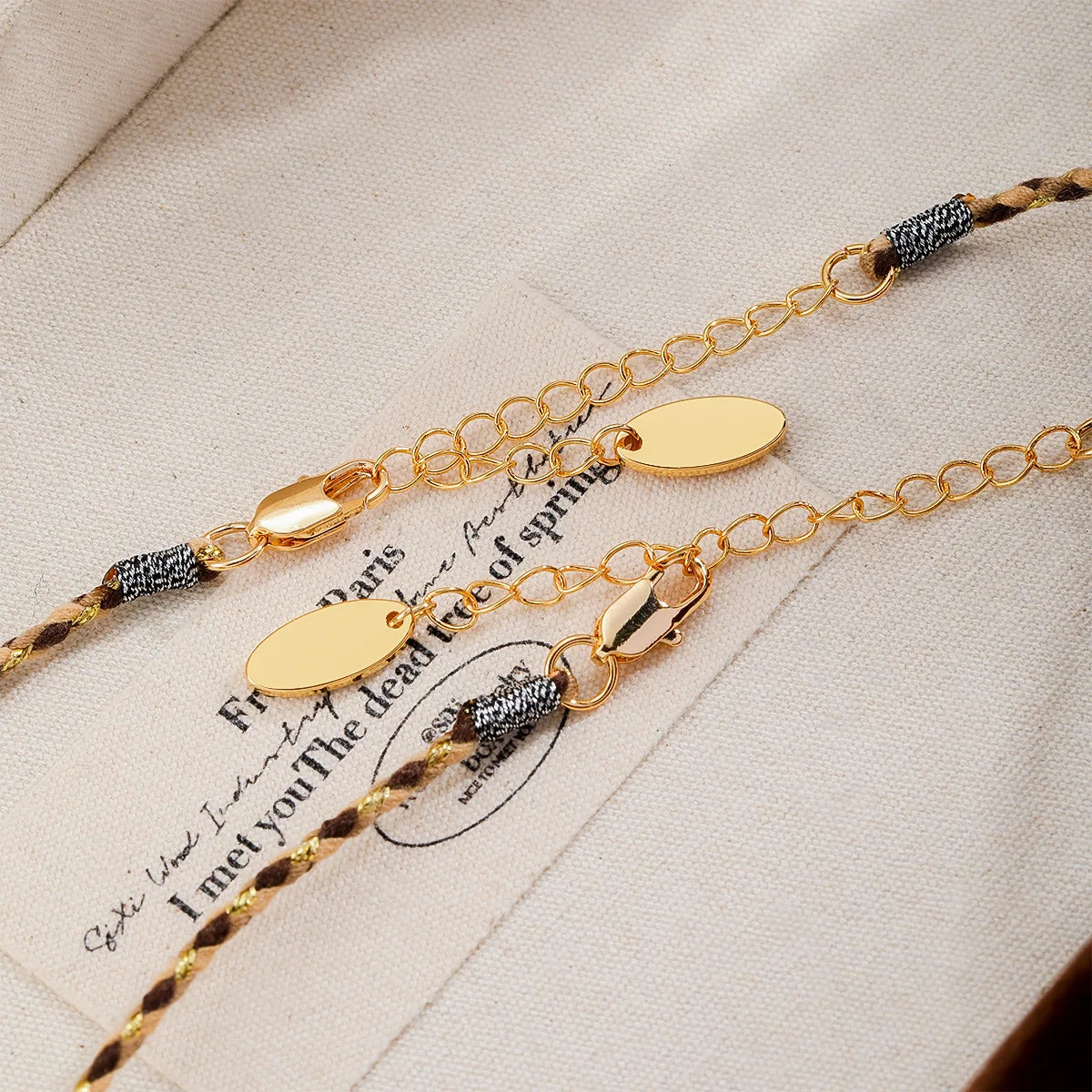 Unisex Tiger Eye Stone Braided Rope Golden Thread Blue Turquoise Necklace Fashion Trendy Factory Price in Stock Daily Jewelry