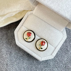 Fashion S925 Silver Flower Floral Rose Stud Earrings for Girls Trendy Simple Jewelry for Women Ladies Wholesale China Supplier