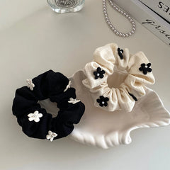 Classic Simple Solid Color Flower Scrunchies Elegant Chic Hair Clips for Girls and Women Sweet Stock Hair Accessories for Kids