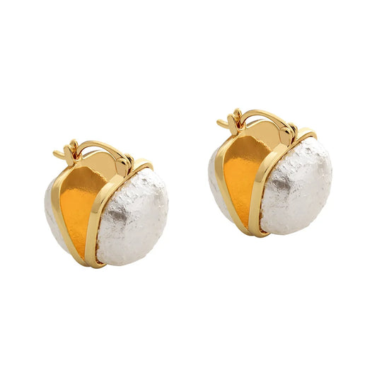 French Light Luxury Double-Sided Pearl Ear Buckles Retro Style Fashion Geometric Ear Studs Snowflake Beads Niche Earrings Women