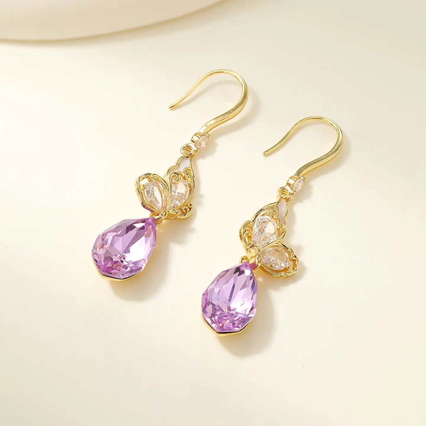 Luxury Glitter Solid Color Butterfly Drop Earrings for Girls Rhinestone Elegant Dainty Jewelry for Women Ladies Accessories