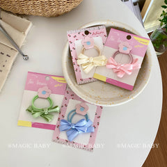 Sweet Cute Solid Color Bowknot Scrunchie for Girls Fashion Kawaii Simple Hair Ties for Kids Children Hair Accessories in Stock