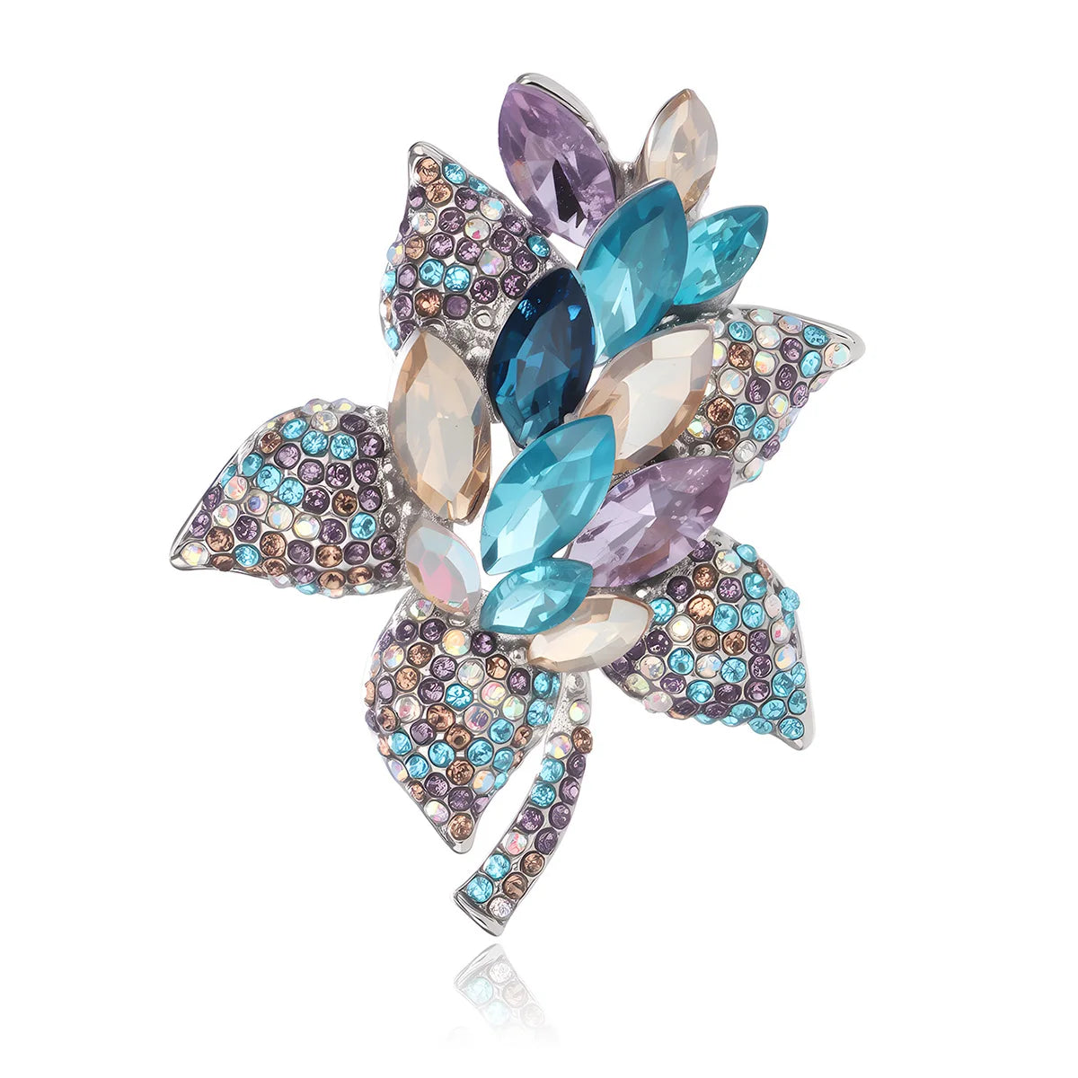 Fashion Bold Glitter Sparking Flower Brooches for Girls Sweet Floral Pins Jewelry for Women Ladies Accessories Chinese Supplier