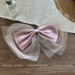 Princess Style Large Bowknot Lace Hair Snap Clips Girls Elegant Alloy Hair Accessories Solid Color Sweet Cute for Party Women