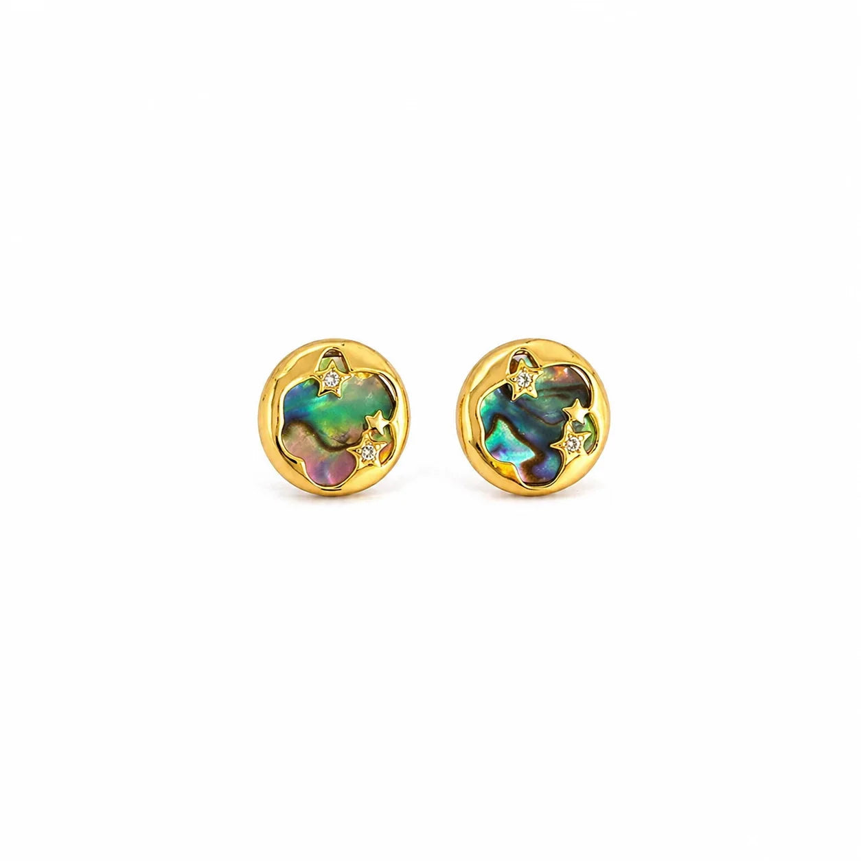 Female Green Star Rhinestone S925 Silver Zircon Abalone Shell Stud Earring Elegant Fashion Low MOQ in Stock Jewelry for Women