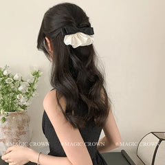 Elegant Simple Solid Color Bowknot Hair Snap Clips Chic Classic Alloy Hair Accessories for Girls and Women for Party Occasions