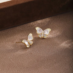 Fashion Butterfly S925 Silver Drip Glaze Glitter Stud Earrings for Girls Sweet Trendy Jewelry for Women Ladies Wholesale Bulk
