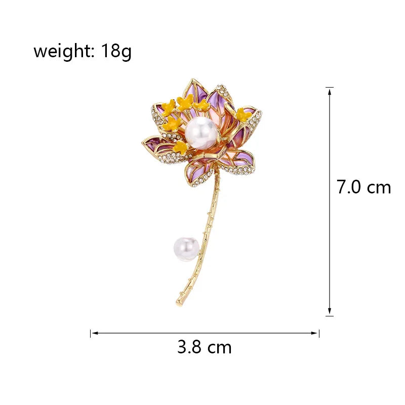 Fashion Chinese Style Imitation Pearl Brooches for Girls Elegant Flowers Floral Pins Jewelry for Women Ladies Accessories Chic