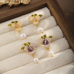 Fashion Flower Pearl Elegant French Style Drop Earrings for Girls Sweet Jewelry for Women Ladies Wholesale China Manufacturer