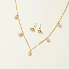 Trendy Elegant Refined Charms Glitter Necklaces for Girls Fashion Stud Earrings Jewelry Sets for Women Ladies Accessories