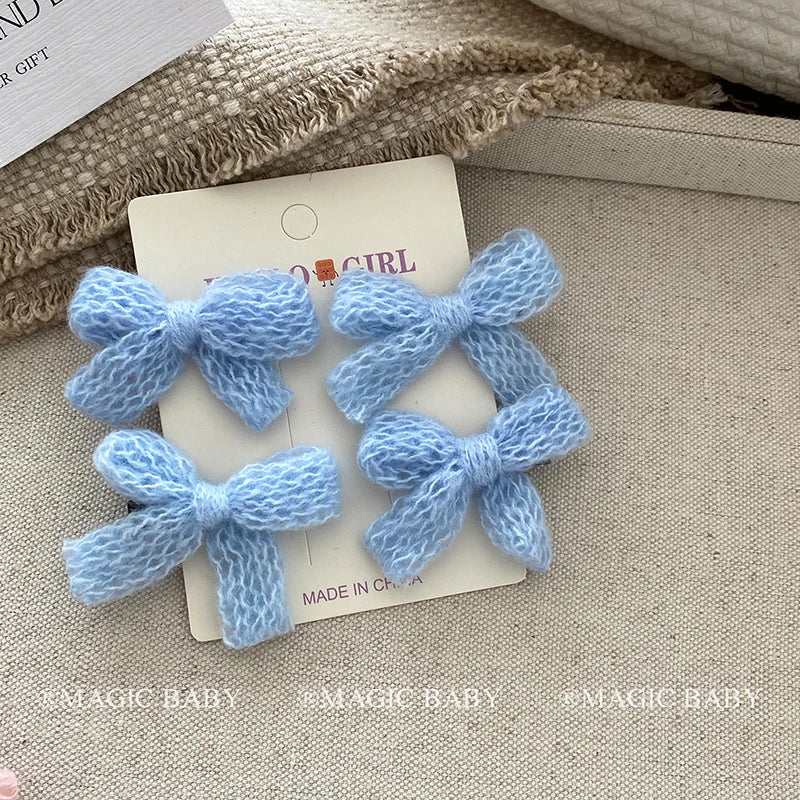 Solid Color Classic Bowknot Hair Clips for Baby Girls Cute Kawaii Fashion Alligators for Kids Children Hair Accesaories in Stock