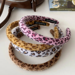 Hot Sale Women Downy Leopard Print Medium Headbands Fashion Chic Elegant Creative Design in Stock Hairbands Daily Accessories