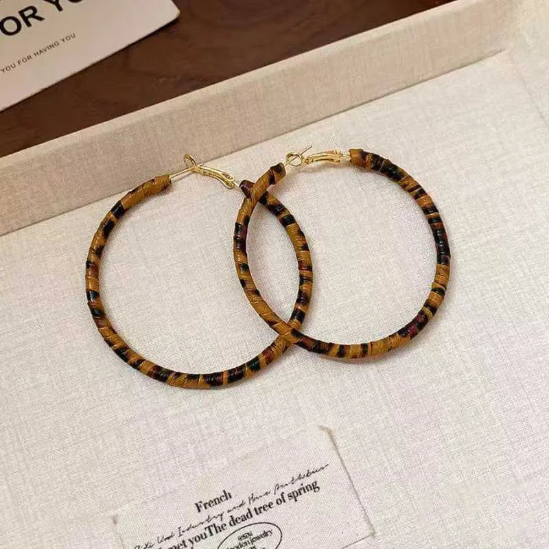 Women Leopard Print Circle Square Medium Hoop Earring Fashion Elegant Vintage Luxurious Glamorous Bulk Daily Jewelry Accessories