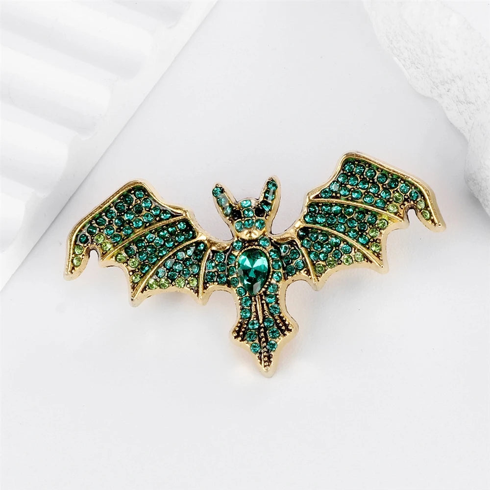 Fashion Dainty Glitter Rhinestone Sparking Bat Animals Brooches for Girls Trendy Pins Jewelry for Women Ladies Accessories