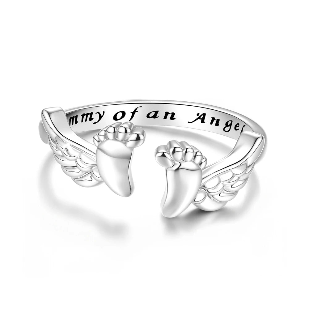 Europe and America Hotseller Rings for Moms Copper Sweet Warm Elegant Design Ring Baby Footprint Fashion Accessories Wholesale