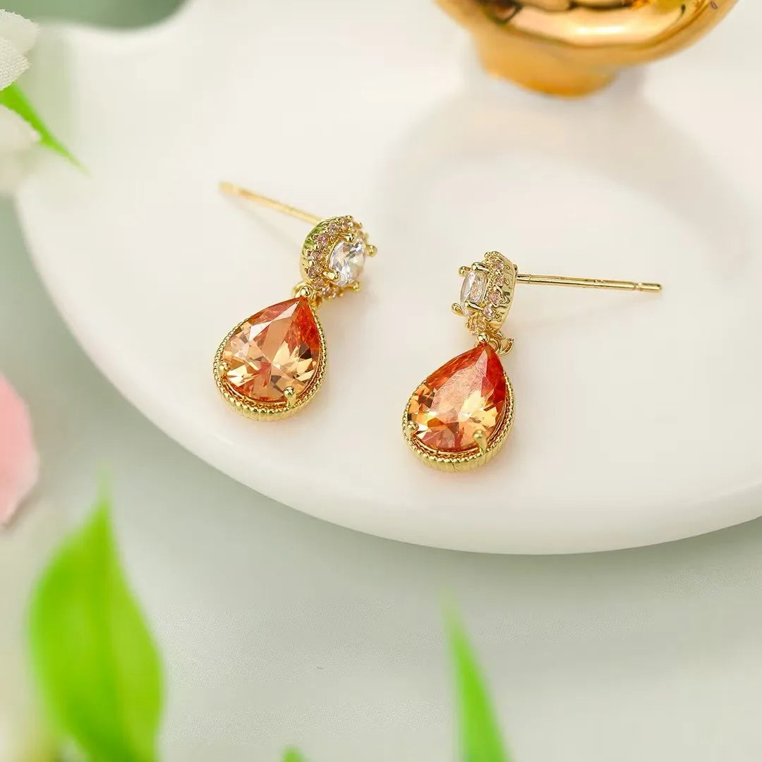 Fashion Flower Rhinestone Glitter Glamorous Drop Earrings for Girls Sweet Floral Jewelry for Women Ladies Accessories Wholesale
