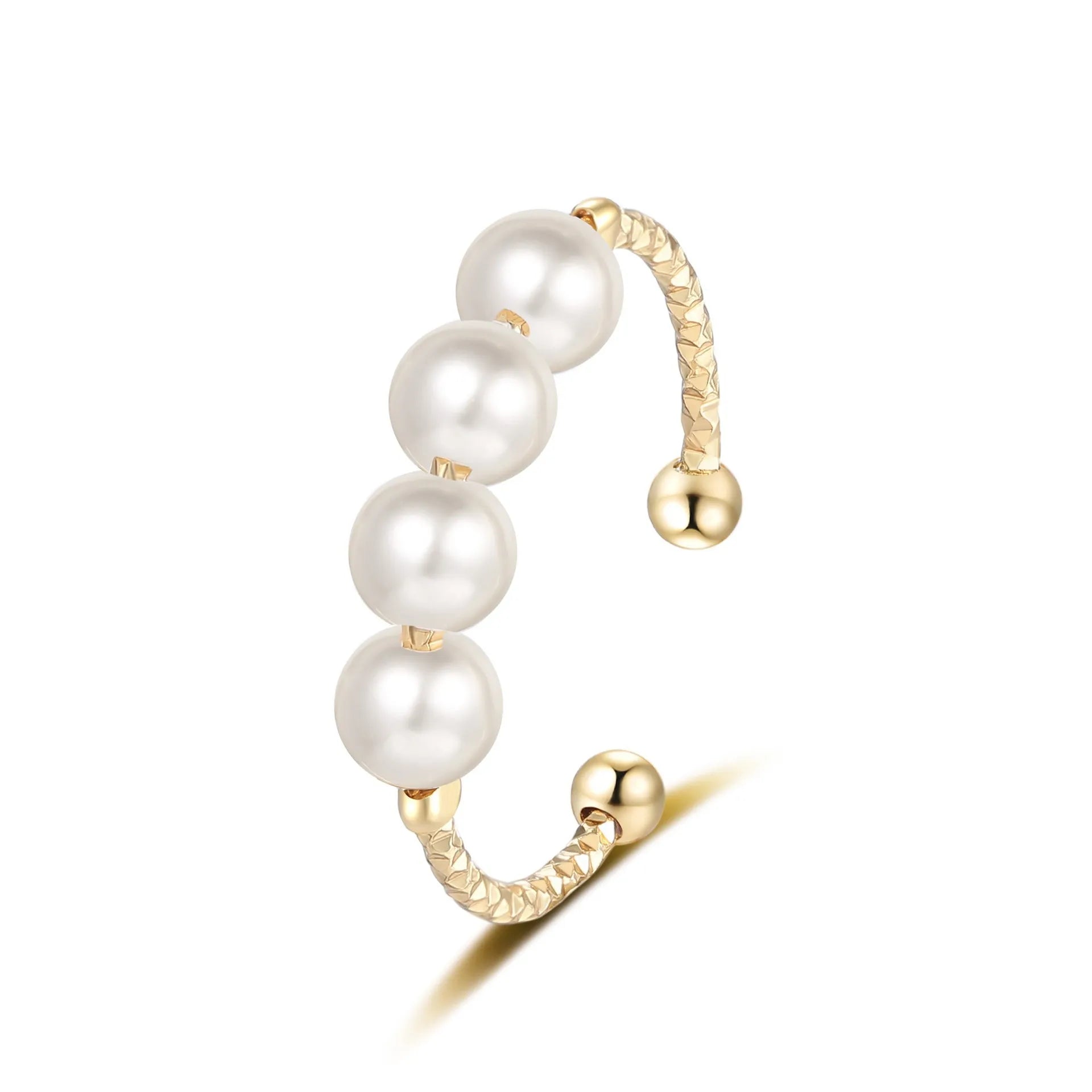 Imitation Pearl Opening Adjustable Rings Women Niche High-end Retro Elegant InstaStyle Trendy Index Finger Rings Accessories