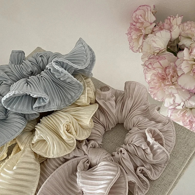 Fashion Ribbon Bowknot Elegant Solid Color Scrunchies for Girls Trendy Sweet Hair Ties for Women Ladies Hair Accessories Chic