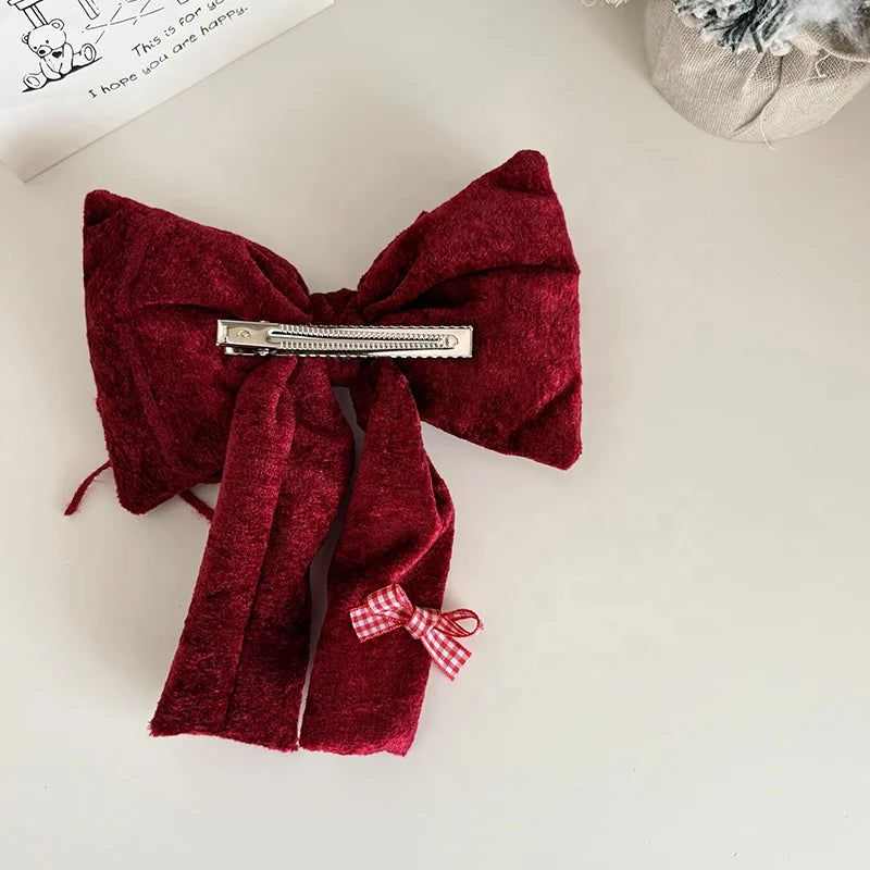 Fashion Solid Color Luxurious Bowknot Ribbon Hair Clips for Girls Cute Sweet Elegant Alligators for Women Lady Hair Accessories