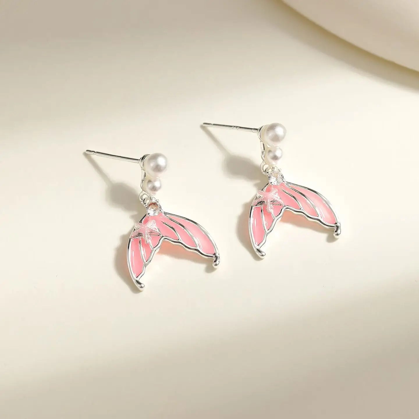 Fashion Pink Shell Imitation Pearl Sweet Princess Style Drop Earrings for Girls Ocean Jewelry for Women Ladies Accessories