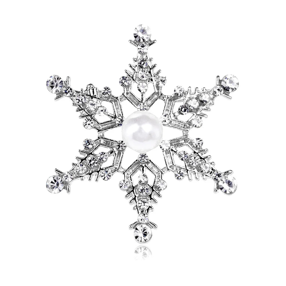 Fashion Glitter Snow Flake Sparkle Brooches for Girls Elegant Trendy Stylish Pins Jewelry for Women Ladies Accessories Wholesale