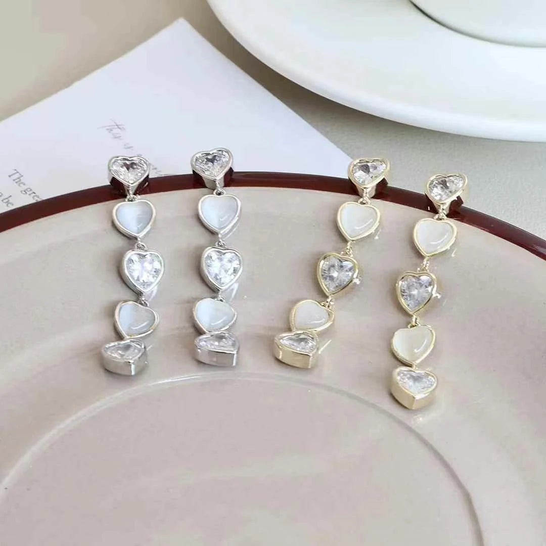 Girly Aesthetic Heart Star Shape Medium Drop Earring Fashion Glitter Sparking Glamorous Wholesale Jewelry Accessories for Daily