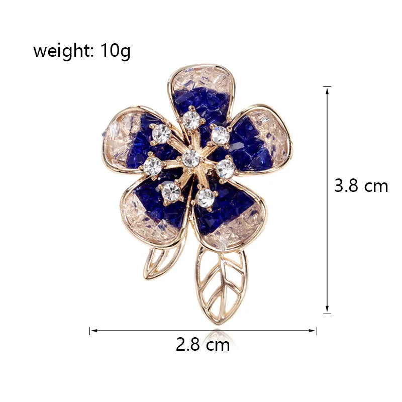 Fashion Flowers Glitter Sparking Floral Brooches for Girls Sweet Simple Pins Jewelry for Women Ladies Accessories New Design