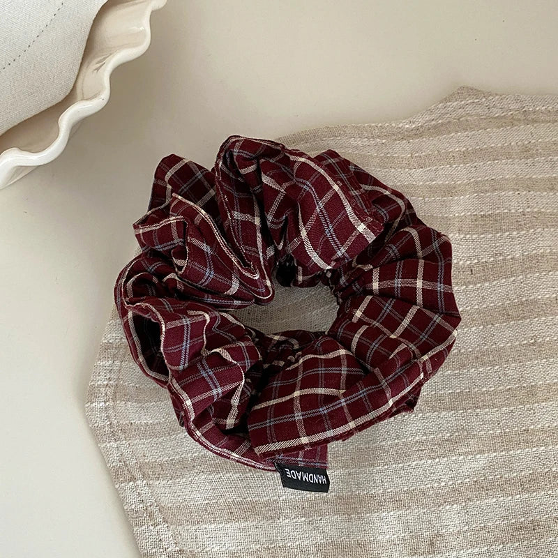 Fashion Plaid Simple Classic Flower Scrunchies for Girls Elegant Graceful Hair Ties for Women Ladies Hair Accessories Trendy