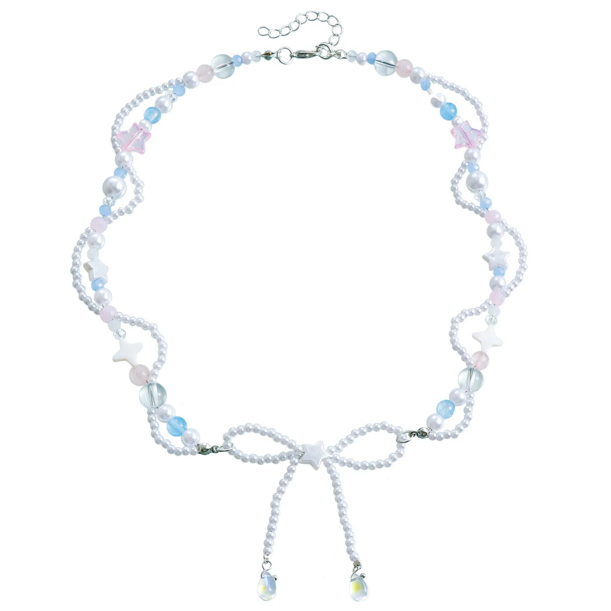 Fashion Sweet Bowknot Beads Princess Style Kawaii Necklaces for Girls Trendy Elegant Jewelry for Women Ladies Accessories