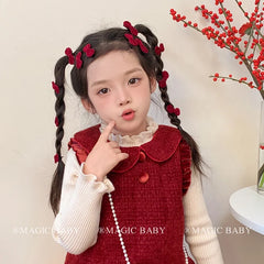 Fashion New Year Velvet Bowknot Hair Clips for Baby Girls Chic Classic Alligators for Kids Children Hair Accessories in Stock