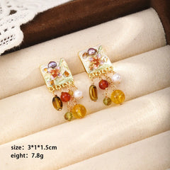 Fashion Red Agate Natural Stone Crystal Drop Earrings or Girls Tassel 18K Gold Jewelry for Women Ladies Wholesale China Supplier
