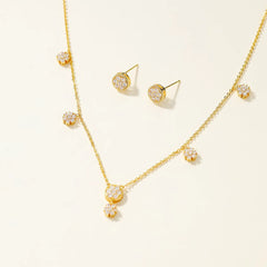 Fashion Refined Sweet Elegant Necklaces for Girls Dainty Glamorous Luxury Stud Earrings Jewelry Sets for Women Lady Accessories