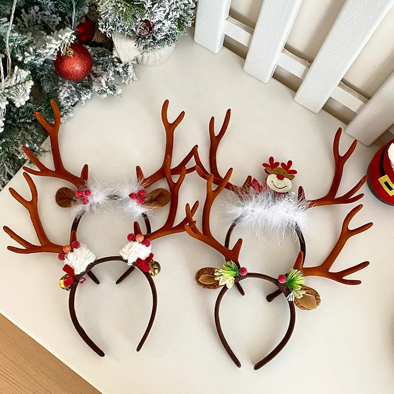 Christmas Children Head Bands Sweet Cute Cartoon Large Deer Hairbands for Baby Girls Wholesales New Christmas Hair Accessories