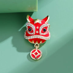 Fashion Animals Chinese Lion Dance Brooches for Girls Trendy Vintage Retro Pins Jewelry for Women Ladies Accessories Wholesale