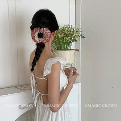 Hot Sale Women French Vintage Flower Red Hair Claws Graceful Chic Large Lightweight Clips for Thick Hair Daily Use Accessories