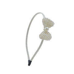 Solid Color White Imitation Pearl Bowknot Head Band for Baby Girls Elegant Princess Style Hair Band for Kids Hair Accessories