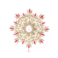 Fashion Sunflower Snow Flake Glitter Brooches for Girls Sparking Luxury Elegant Pins Jewelry for Women Ladies Accessories