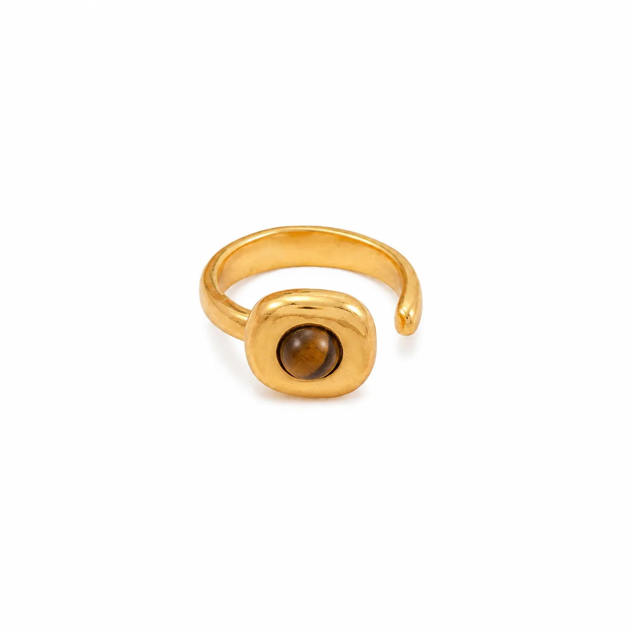 Fashion Tiger Eye Stone Copper 18K Gold Freshwater Pearl Rings for Girls Trendy Cubic Zirconia Jewelry for Women Lady Wholesale