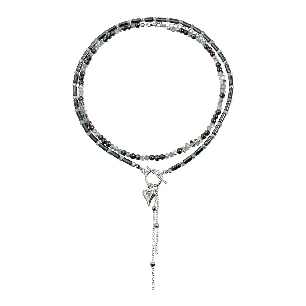 Fashion Beads Simple Minimalistic Heart Shaped Necklaces for Girls Sweet Elegant Jewelry Suits Sets for Women Ladies Accessories