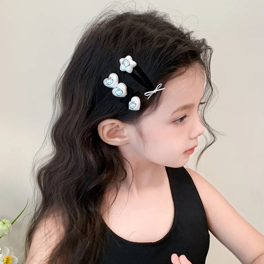 Sweet Cute Simple Fashion Heart Shaped Kitty Cat Hair Clips for Baby Girls Cartoon Trendy Snap Clips for Kids HAir Accessories