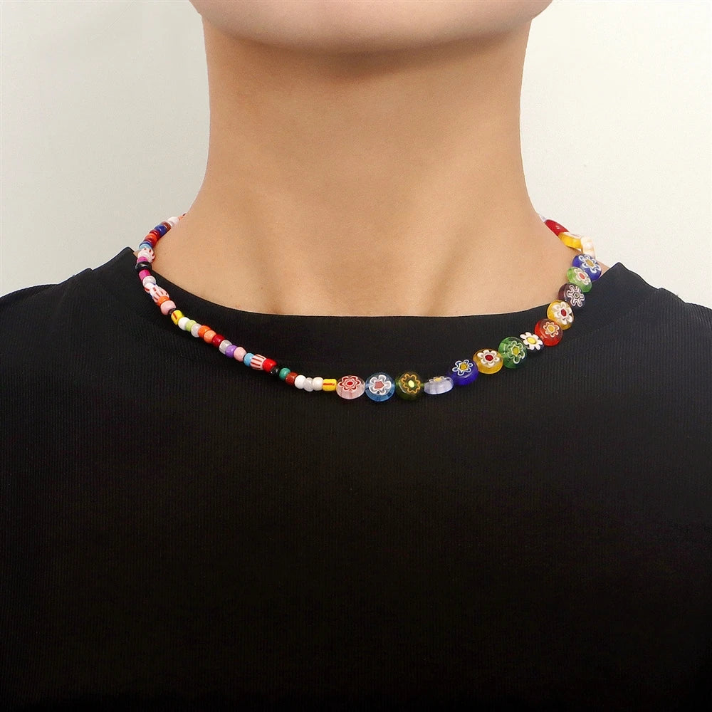 Fashion Trendy Insta Style Colorful Beads Necklaces for Girls Sweet Special Jewelry for Women Lady Accessories Chinese Supplier