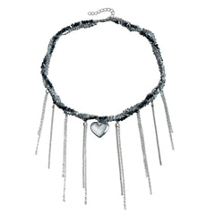 Fashion Heart Shaped Tassel Trendy Necklaces for Girls Trendy Sweet Dainty Glamorous Jewellry for Women Ladies Accessories