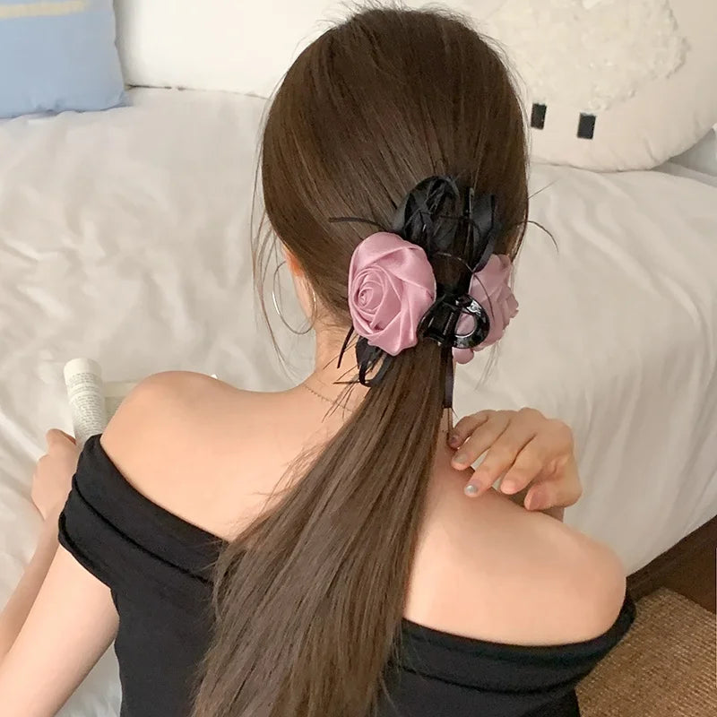 Ladies 2025 Hot Sale Winter Autumn Flowers Bowknot Fluffy Fashion Elegant in Stock Hair Clips Hair Claws Accessories Set Daily