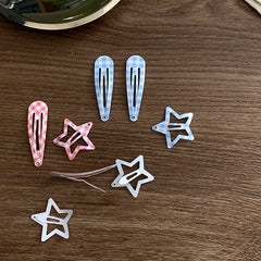Fashion Cute Star Plaid Hair Clips for Baby Girls Sweet Kawaii Fashion Simple Snap Clips for Kids Children Hair Accessories