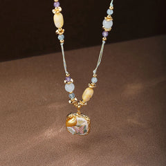 Fashion Freshwater Pearl Crystal Copper Pendent Necklaces for Girls Sweet Trendy Jewelry for Women Ladies Wholesale Bulk