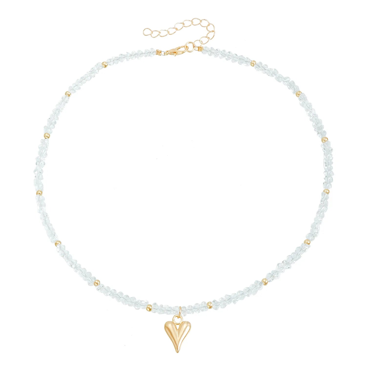 Fashion Trendy Simple Sweet Cute Heart Shaped Necklaces for Girls Minimalistic Art Deco Jewelry for Women Ladies Accessories