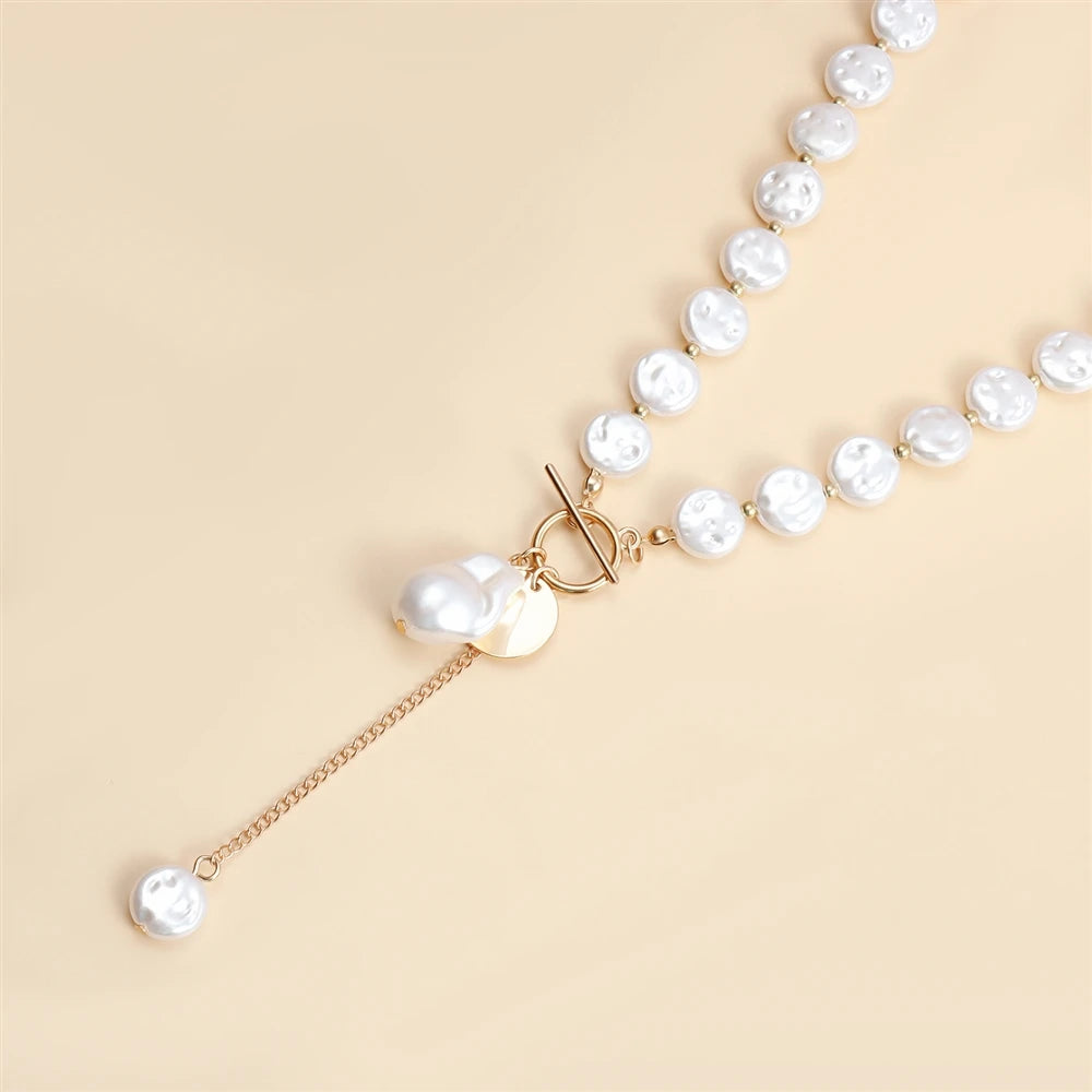 Fashion Baroque Imitation Pearl Elegant Necklaces for Girls Sweet Trendy Stylish Vintage Jewelry for Women Ladies Accessories